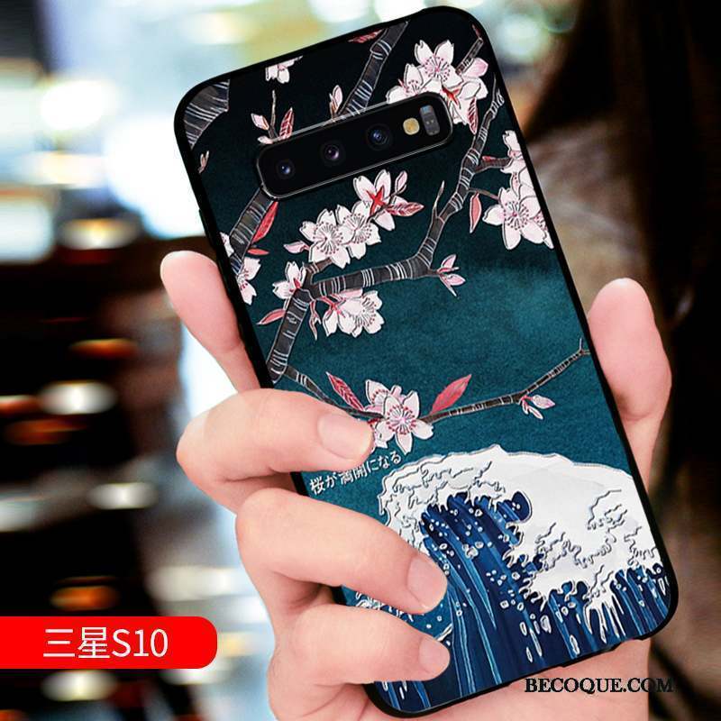 Samsung Galaxy S10 Coque Gaufrage Protection Fluide Doux Personnalité Incassable Marque De Tendance