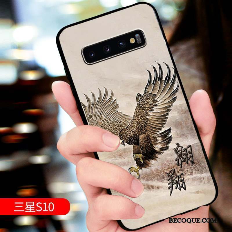 Samsung Galaxy S10 Coque Gaufrage Protection Fluide Doux Personnalité Incassable Marque De Tendance