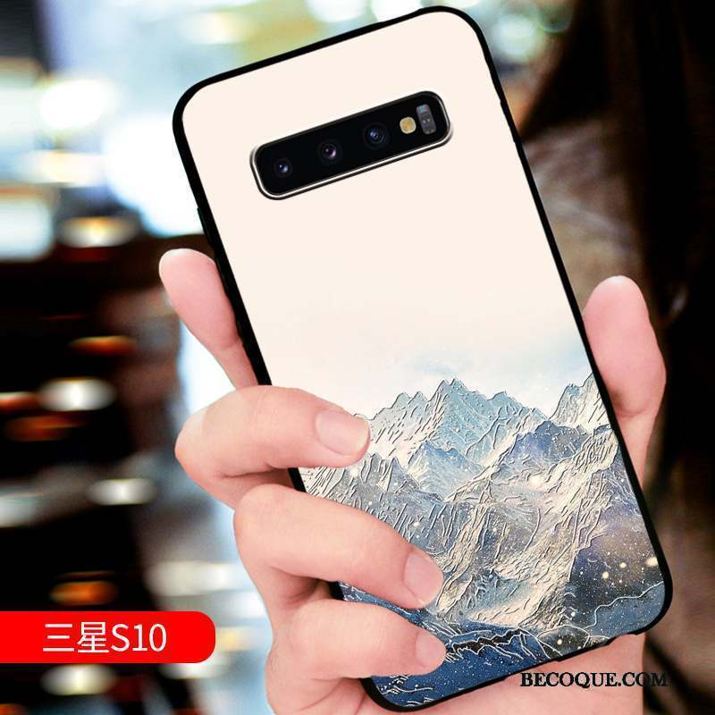 Samsung Galaxy S10 Coque Gaufrage Protection Fluide Doux Personnalité Incassable Marque De Tendance