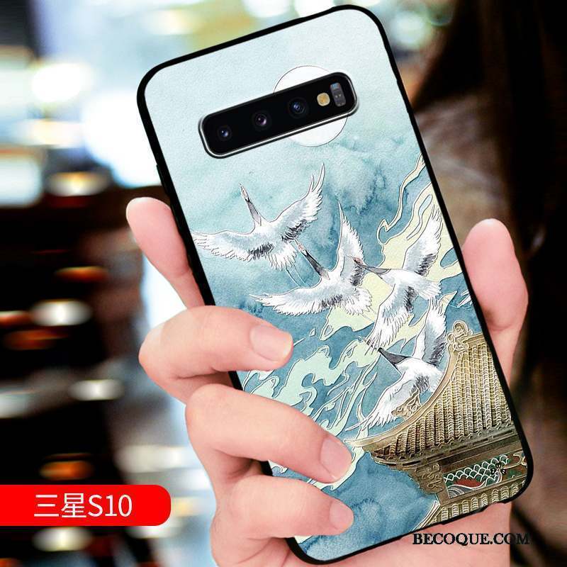 Samsung Galaxy S10 Coque Gaufrage Protection Fluide Doux Personnalité Incassable Marque De Tendance