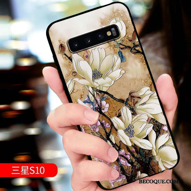 Samsung Galaxy S10 Coque Gaufrage Protection Fluide Doux Personnalité Incassable Marque De Tendance