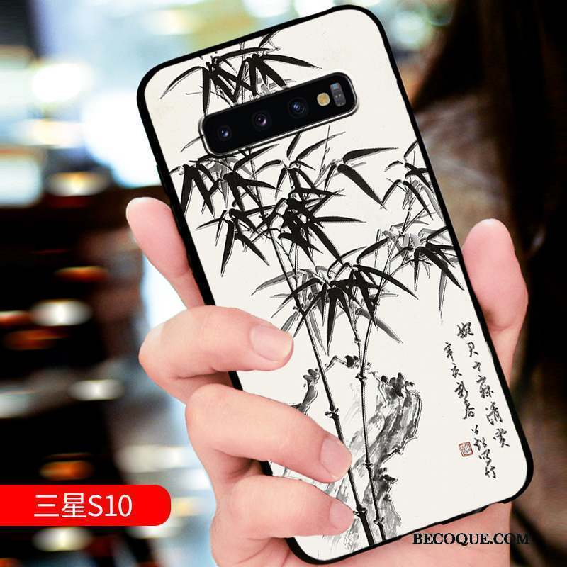 Samsung Galaxy S10 Coque Gaufrage Protection Fluide Doux Personnalité Incassable Marque De Tendance