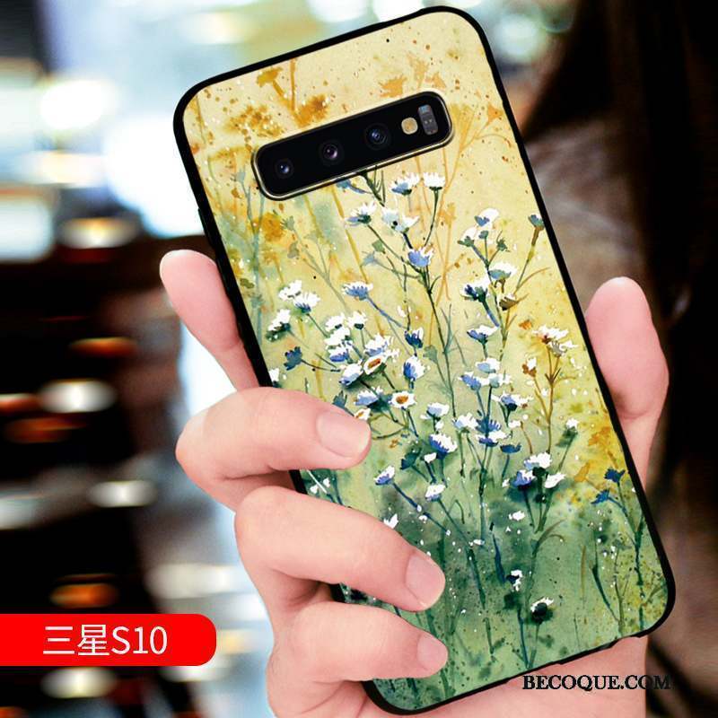 Samsung Galaxy S10 Coque Gaufrage Protection Fluide Doux Personnalité Incassable Marque De Tendance