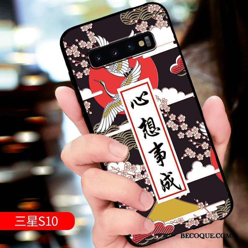 Samsung Galaxy S10 Coque Gaufrage Protection Fluide Doux Personnalité Incassable Marque De Tendance