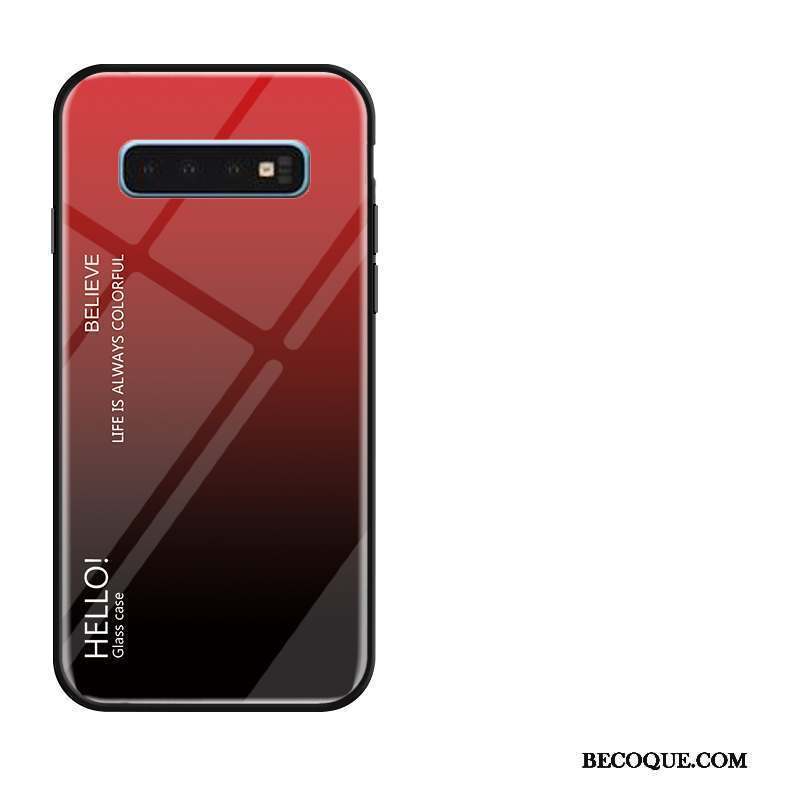 Samsung Galaxy S10 Coque Incassable Silicone Tendance Verre Jaune Net Rouge