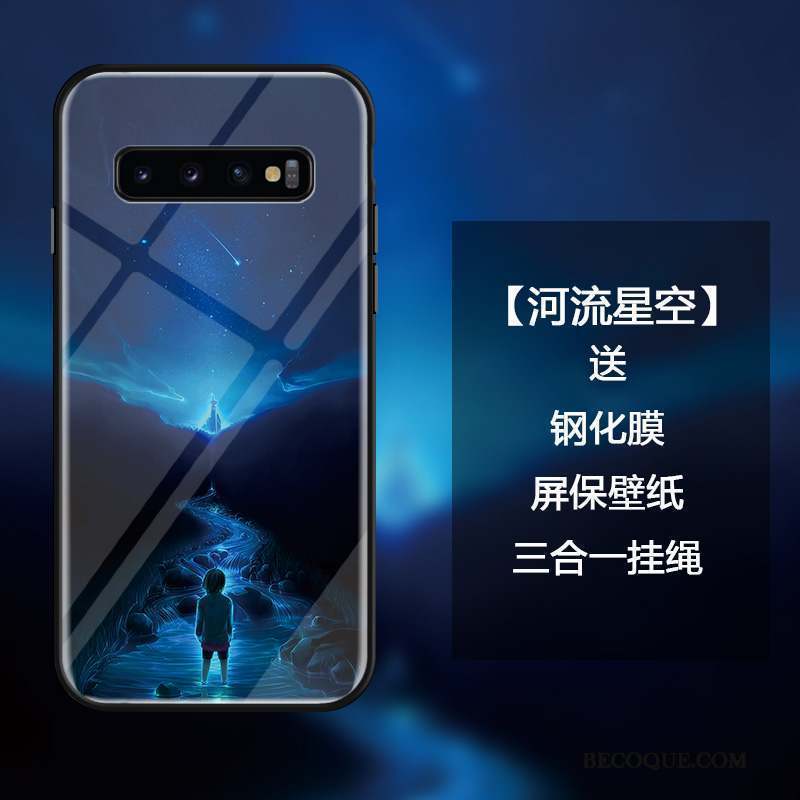 Samsung Galaxy S10 Coque Luxe Protection Mode Ornements Suspendus Personnalité Bleu