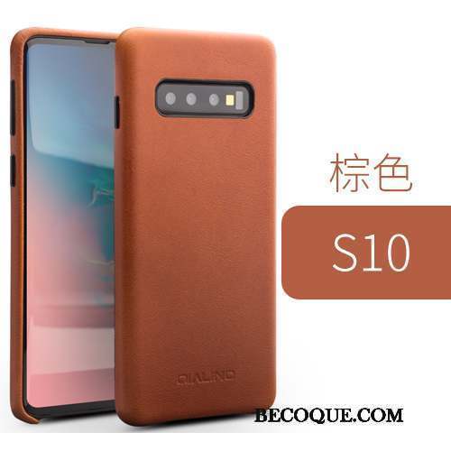 Samsung Galaxy S10 Coque Mode Cuir Véritable Téléphone Portable Légères Business Étui En Cuir