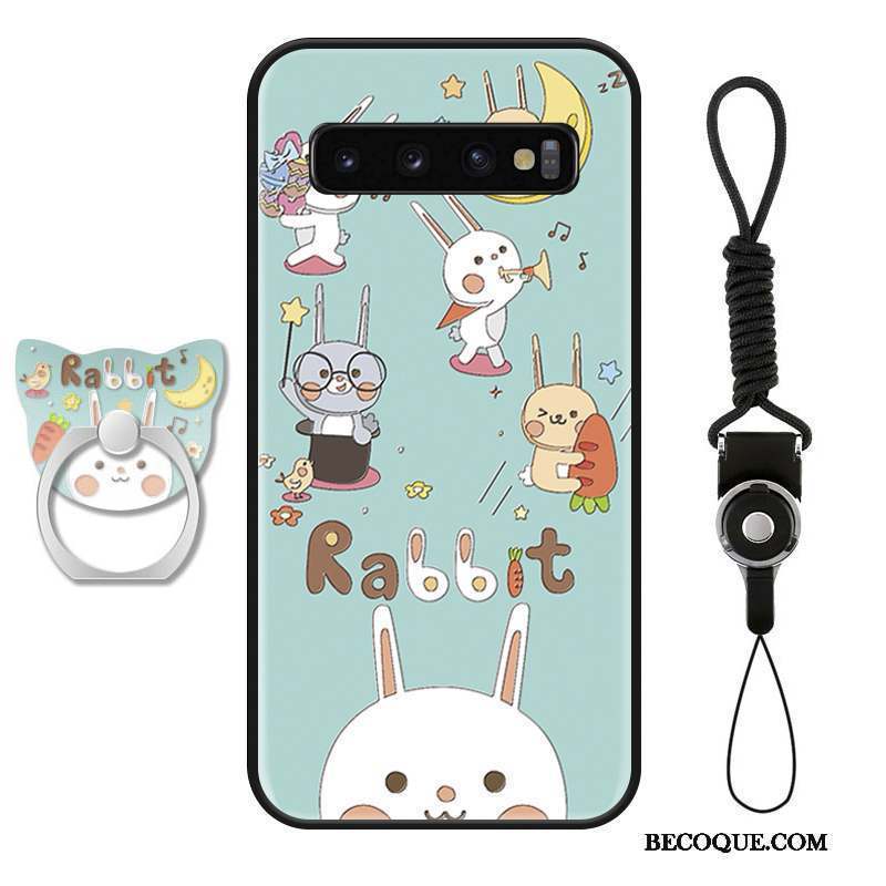 Samsung Galaxy S10+ Coque Mode Silicone Dessin Animé Chat Incassable Vert