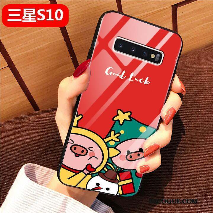 Samsung Galaxy S10 Coque Net Rouge Incassable Difficile Charmant Protection Étui