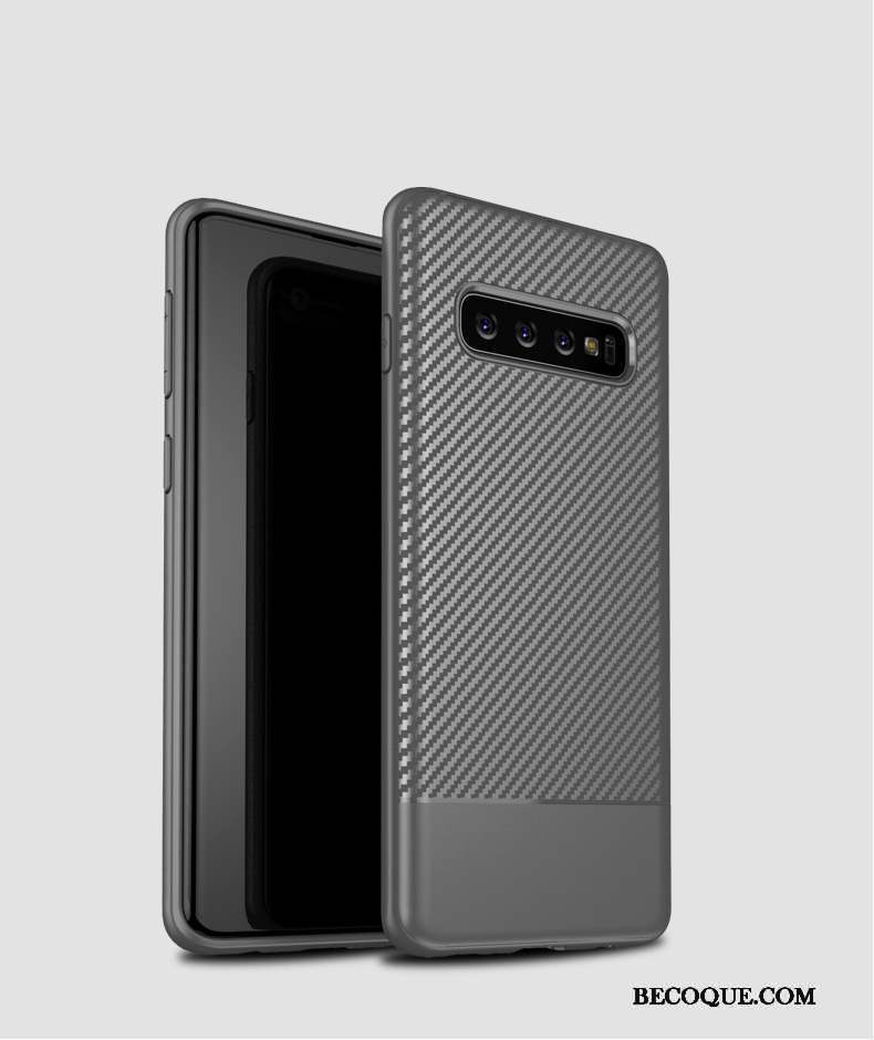 Samsung Galaxy S10+ Coque Noir Métal Nouveau Verre Marque De Tendance Étui