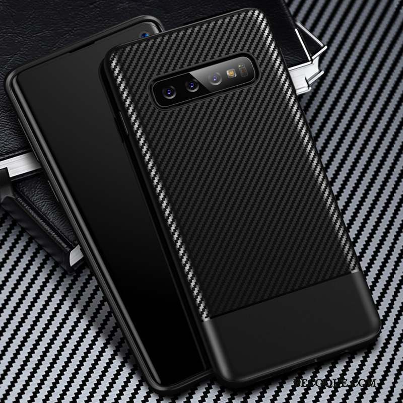 Samsung Galaxy S10+ Coque Noir Métal Nouveau Verre Marque De Tendance Étui