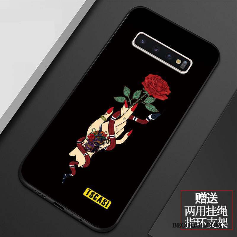 Samsung Galaxy S10 Coque Personnalité Étui Protection Créatif Noir Fluide Doux