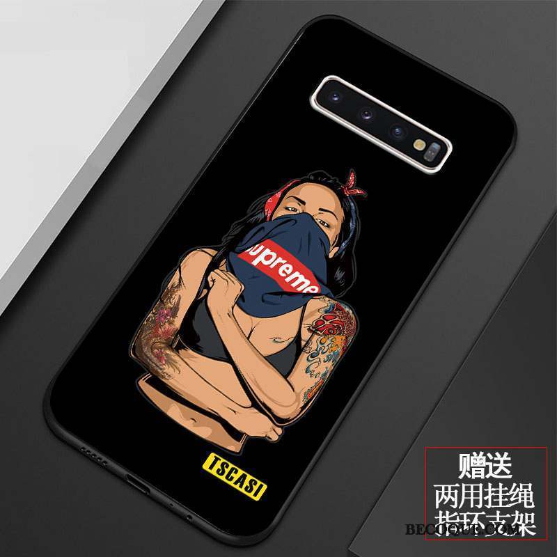 Samsung Galaxy S10 Coque Personnalité Étui Protection Créatif Noir Fluide Doux