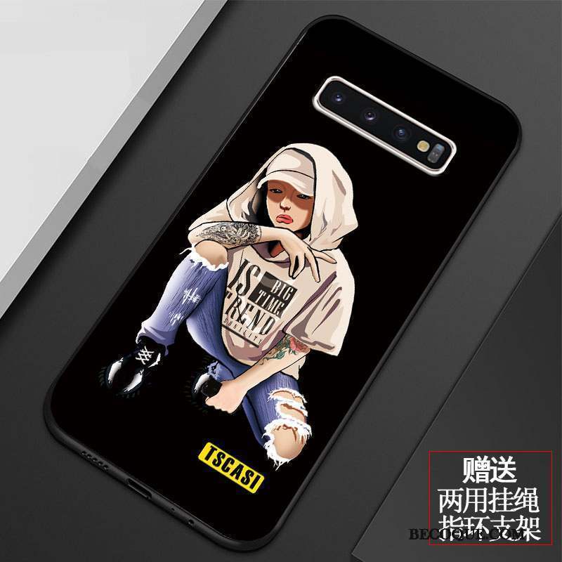 Samsung Galaxy S10 Coque Personnalité Étui Protection Créatif Noir Fluide Doux