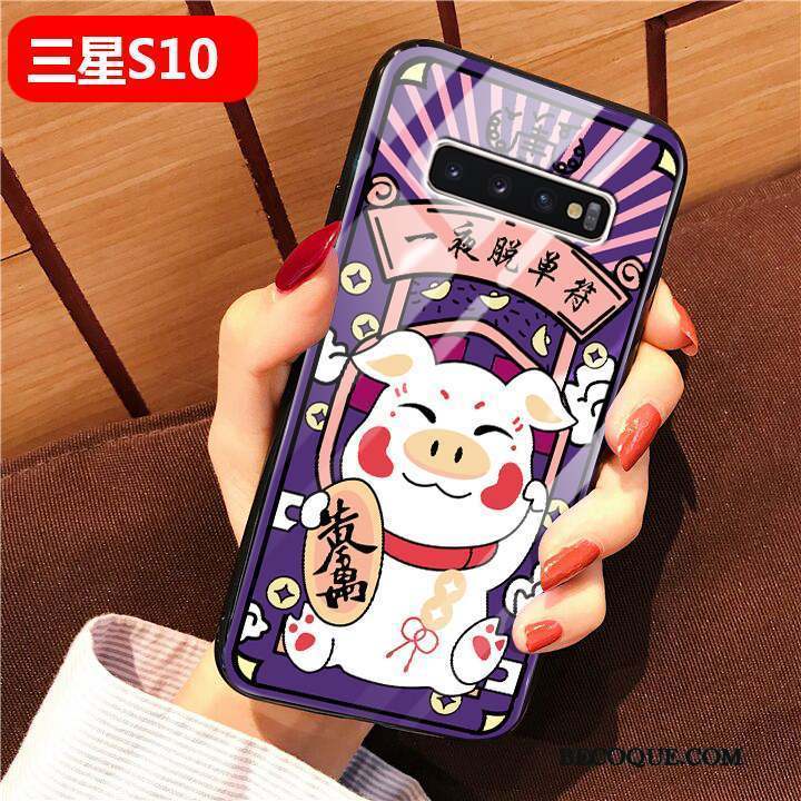 Samsung Galaxy S10 Coque Protection Créatif Dessin Animé Silicone Violet Nouveau