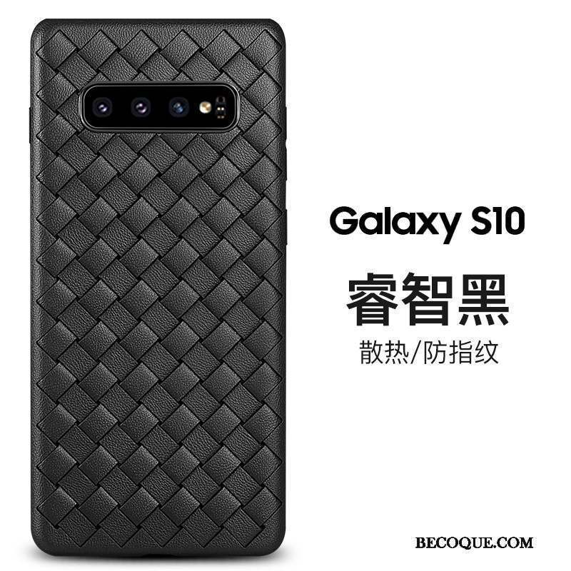 Samsung Galaxy S10 Coque Protection Silicone Personnalité Tissage Marque De Tendance Respirant