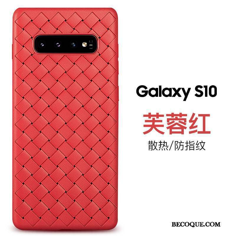 Samsung Galaxy S10 Coque Protection Silicone Personnalité Tissage Marque De Tendance Respirant