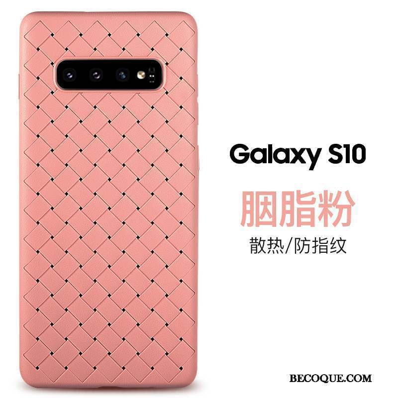 Samsung Galaxy S10 Coque Protection Silicone Personnalité Tissage Marque De Tendance Respirant