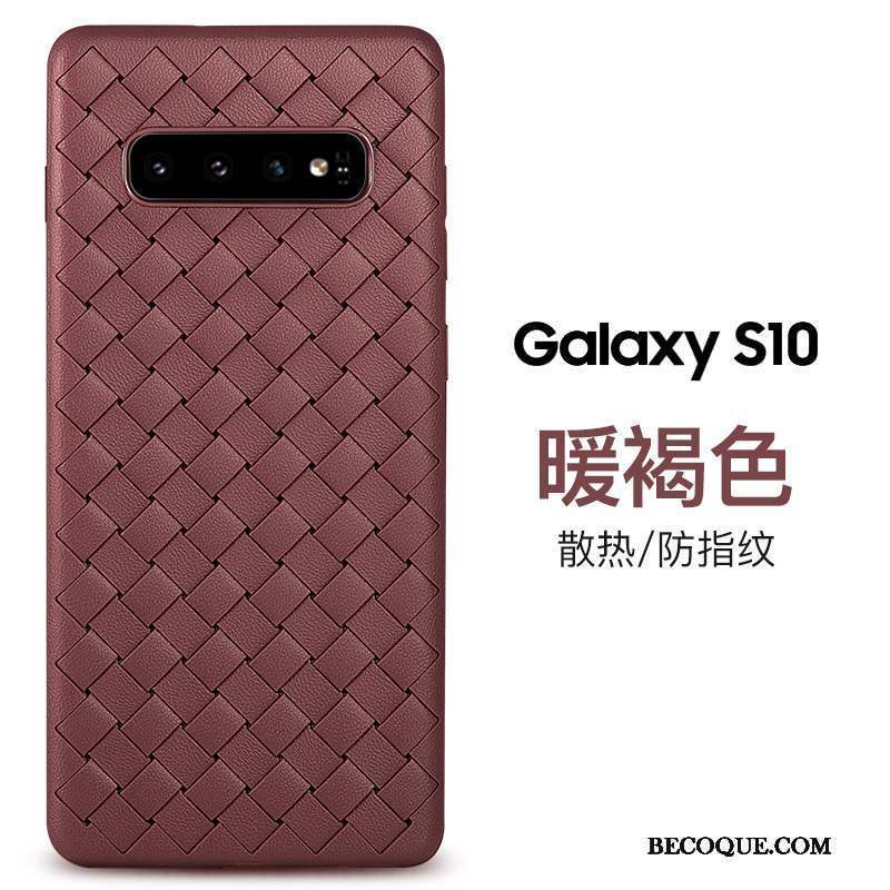 Samsung Galaxy S10 Coque Protection Silicone Personnalité Tissage Marque De Tendance Respirant