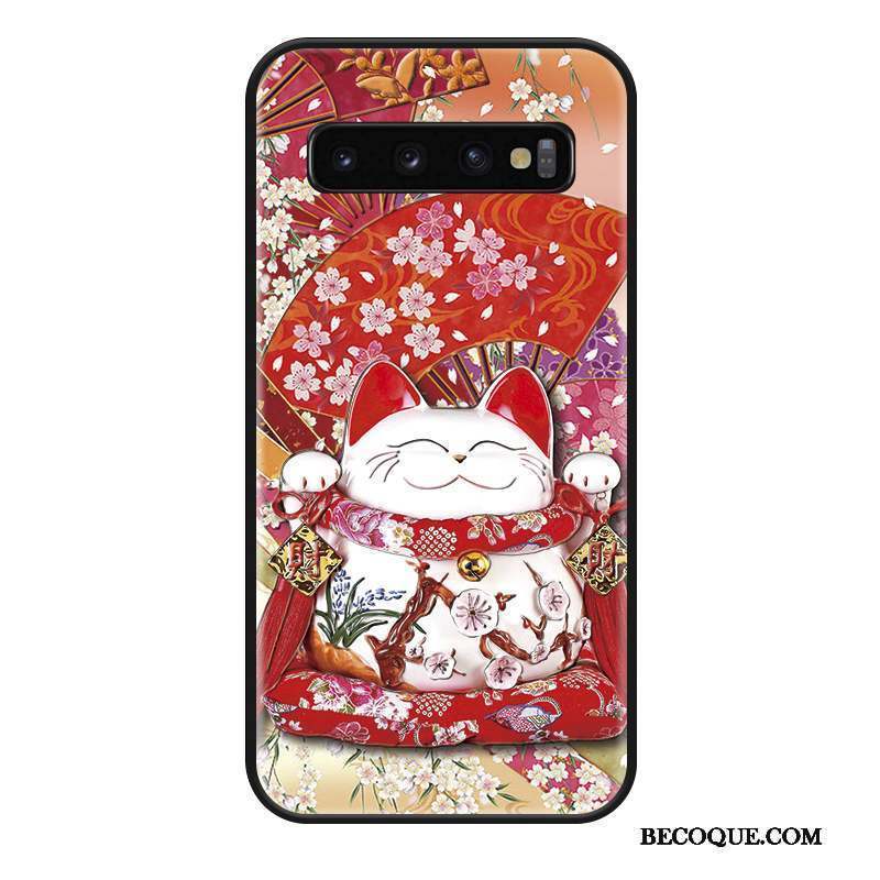 Samsung Galaxy S10 Coque Rose Mode Chat Ornements Suspendus Incassable Protection