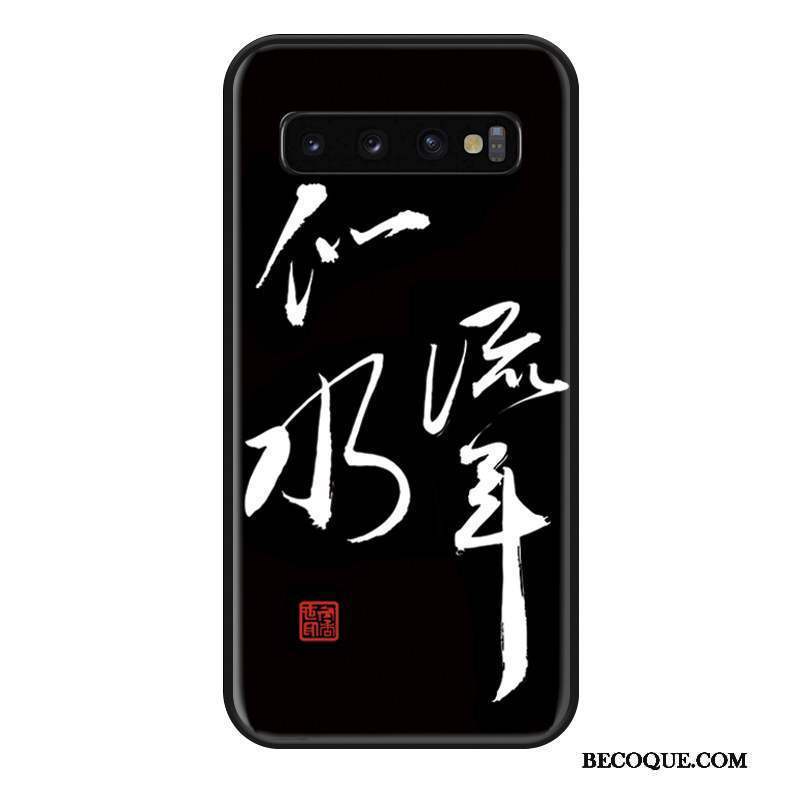 Samsung Galaxy S10 Coque Silicone Noir Incassable Classiques Étui Marque De Tendance