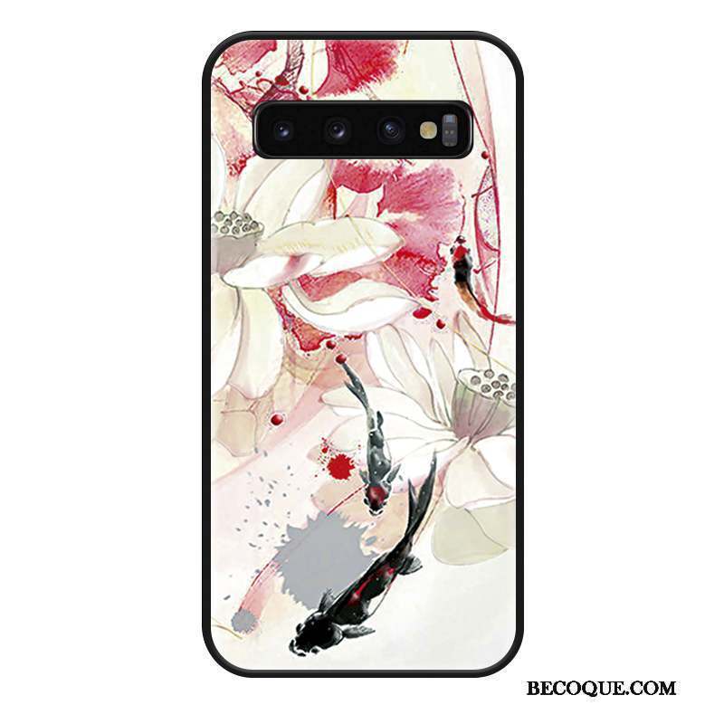 Samsung Galaxy S10+ Coque Style Chinois Encre Tout Compris Étui Simple Personnalité