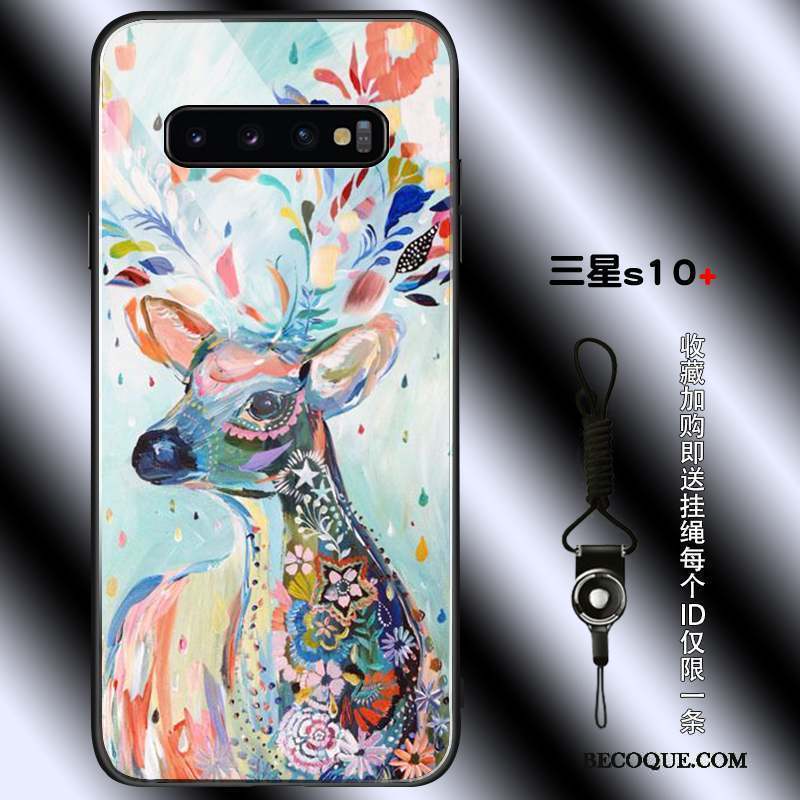 Samsung Galaxy S10+ Coque Tout Compris Bleu Chat Silicone Charmant Étui