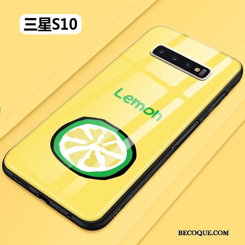 Samsung Galaxy S10 Coque Tout Compris Incassable Difficile Frais Verre Jaune