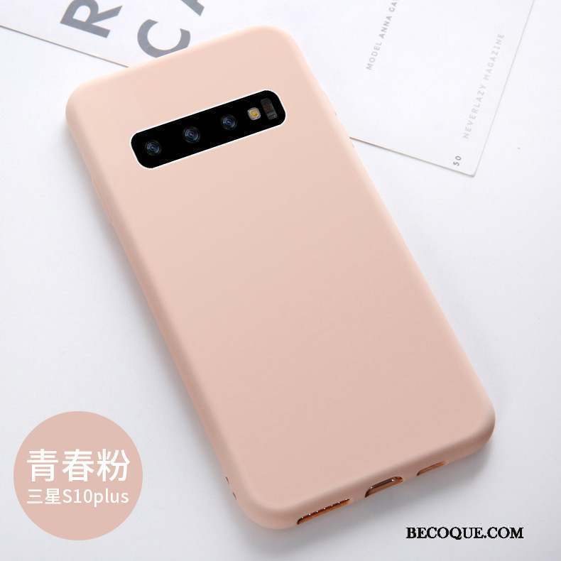 Samsung Galaxy S10+ Coque Tout Compris Personnalité Incassable Rose Marque De Tendance Très Mince