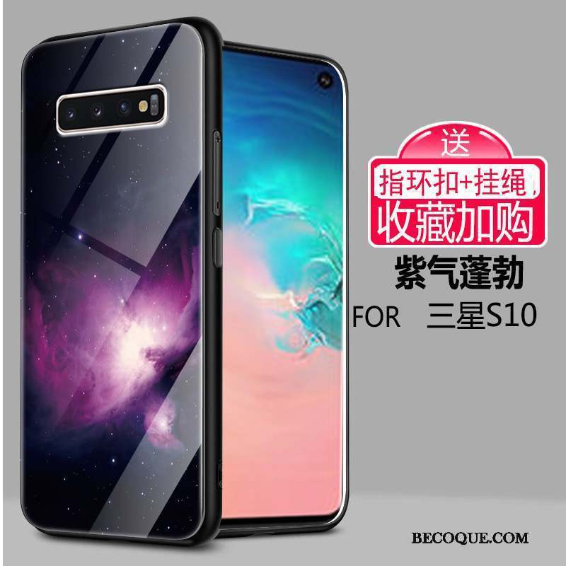 Samsung Galaxy S10 Coque Vent Créatif Incassable Silicone Verre Clair