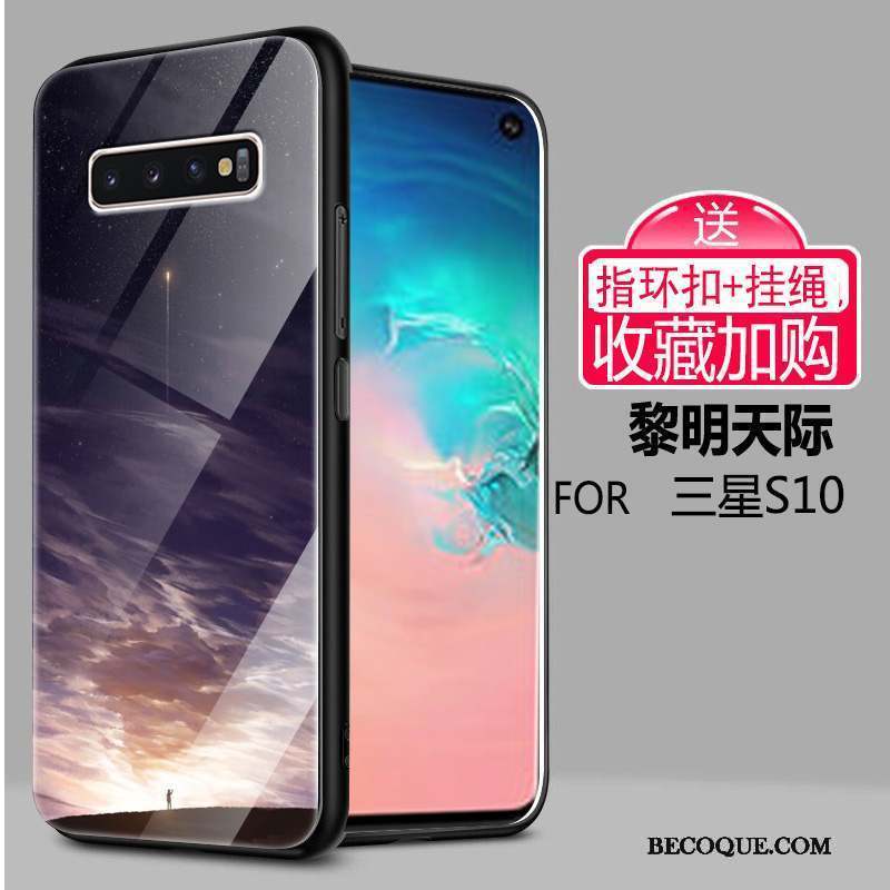 Samsung Galaxy S10 Coque Vent Créatif Incassable Silicone Verre Clair