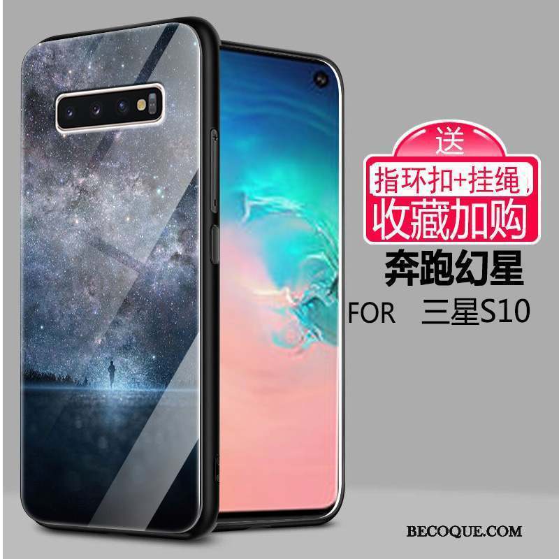 Samsung Galaxy S10 Coque Vent Créatif Incassable Silicone Verre Clair