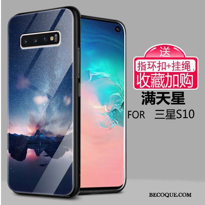 Samsung Galaxy S10 Coque Vent Créatif Incassable Silicone Verre Clair