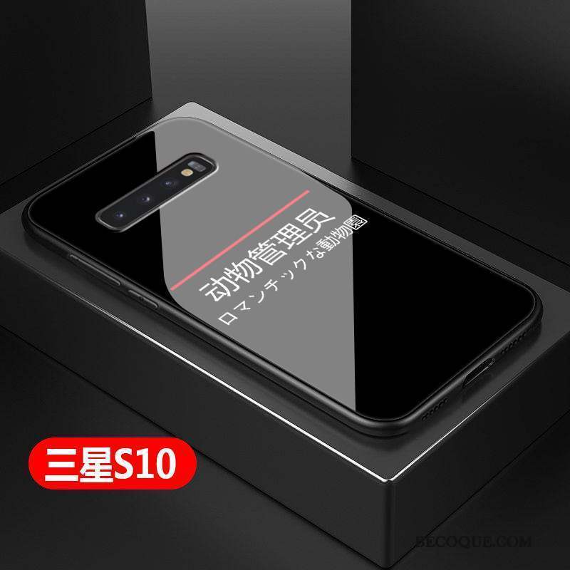 Samsung Galaxy S10 Coque Verre Silicone Étui Difficile Créatif Protection