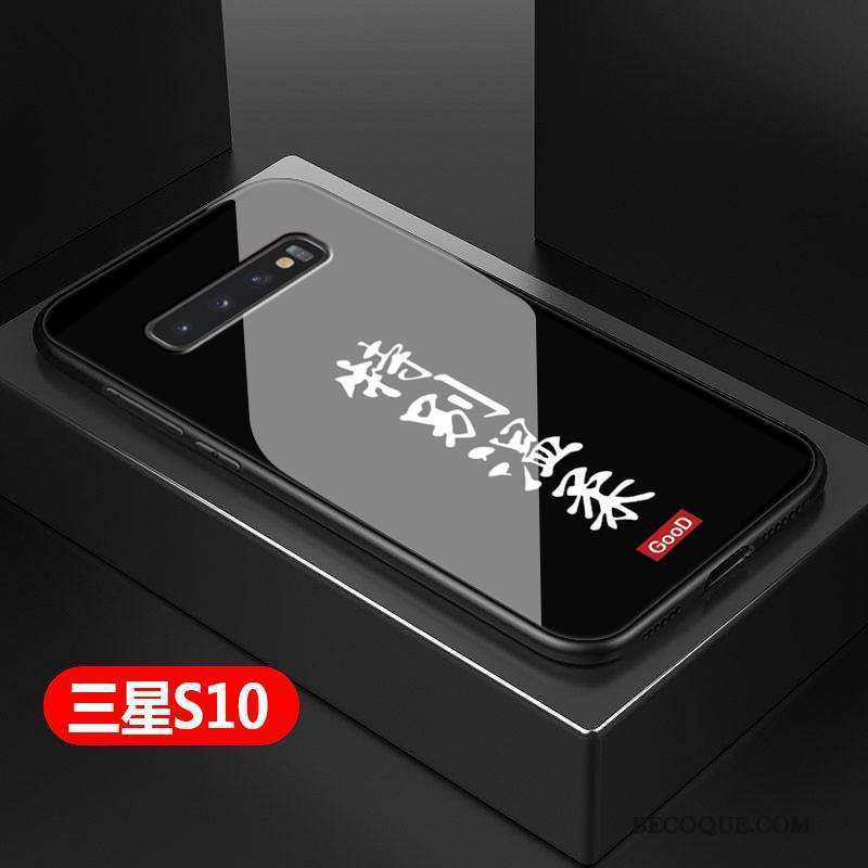 Samsung Galaxy S10 Coque Verre Silicone Étui Difficile Créatif Protection