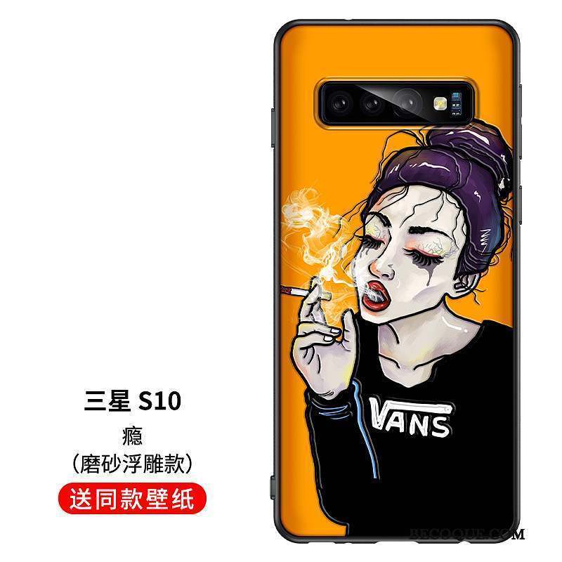 Samsung Galaxy S10 Coque Vert Silicone Fluide Doux Étui Incassable Net Rouge