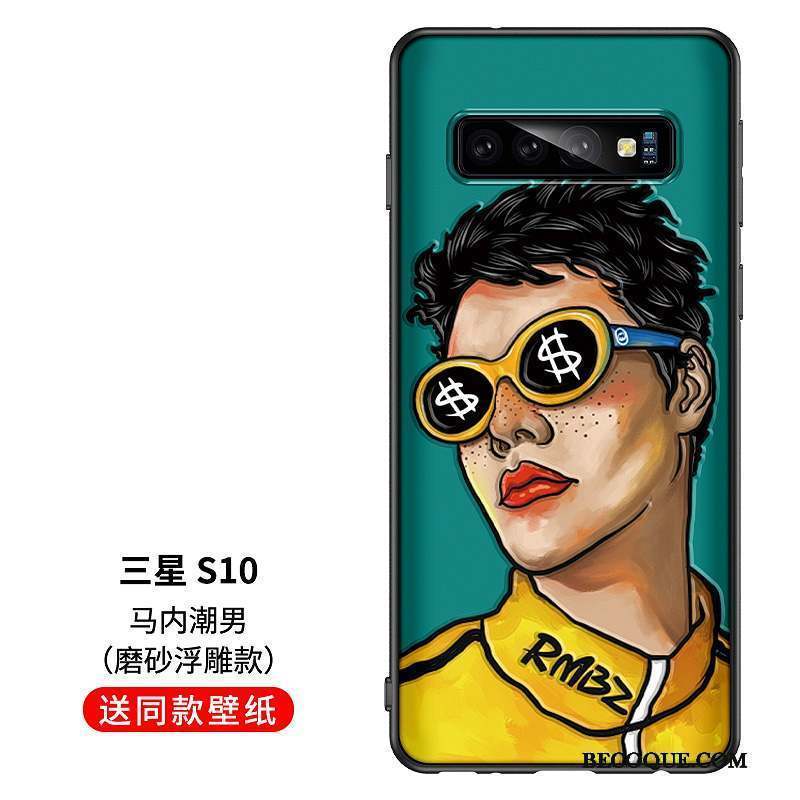 Samsung Galaxy S10 Coque Vert Silicone Fluide Doux Étui Incassable Net Rouge