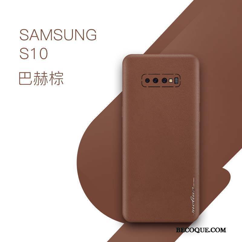 Samsung Galaxy S10 Coque Étui Cuir Véritable Protection Bleu Très Mince Créatif