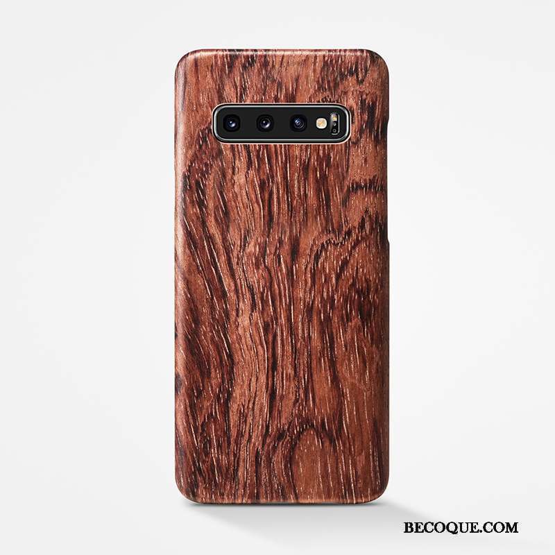 Samsung Galaxy S10 Coque Étui Très Mince Simple En Bois Délavé En Daim Tout Compris