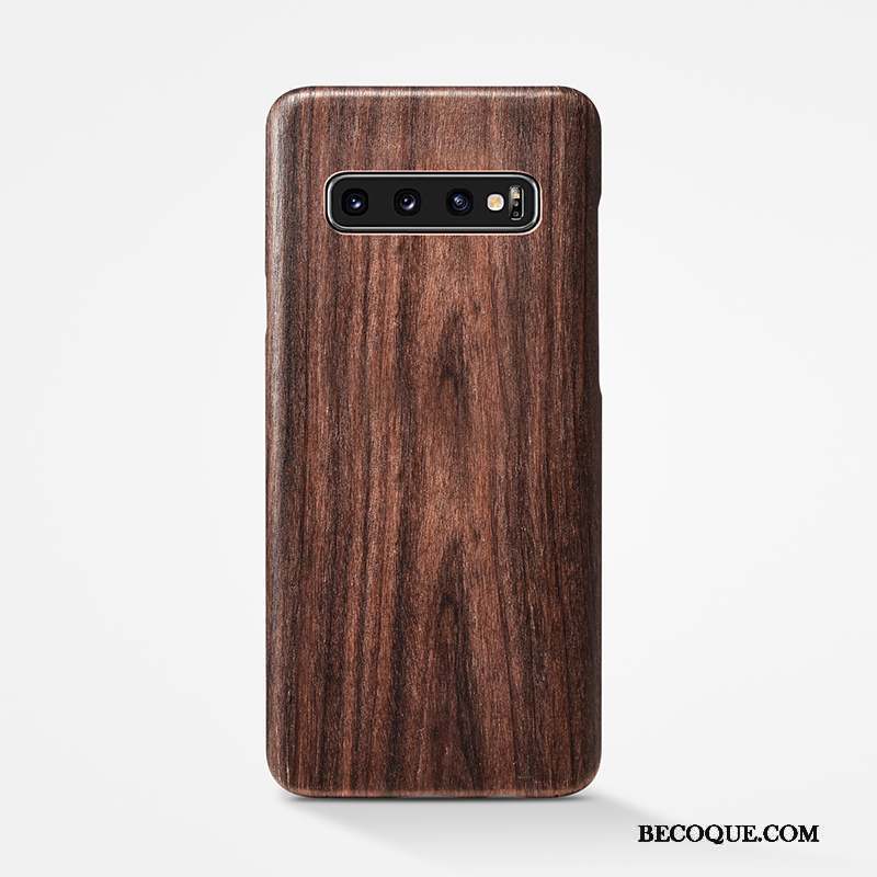 Samsung Galaxy S10 Coque Étui Très Mince Simple En Bois Délavé En Daim Tout Compris