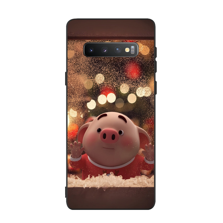 Samsung Galaxy S10+ Dessin Animé Fluide Doux Coque De Téléphone Silicone Rouge Charmant