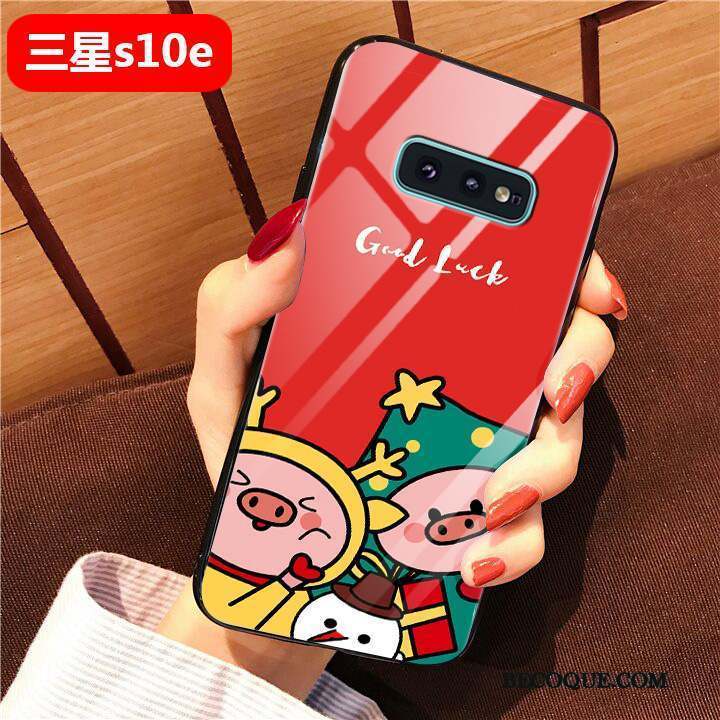 Samsung Galaxy S10+ Difficile Protection Verre Net Rouge Coque De Téléphone Rose