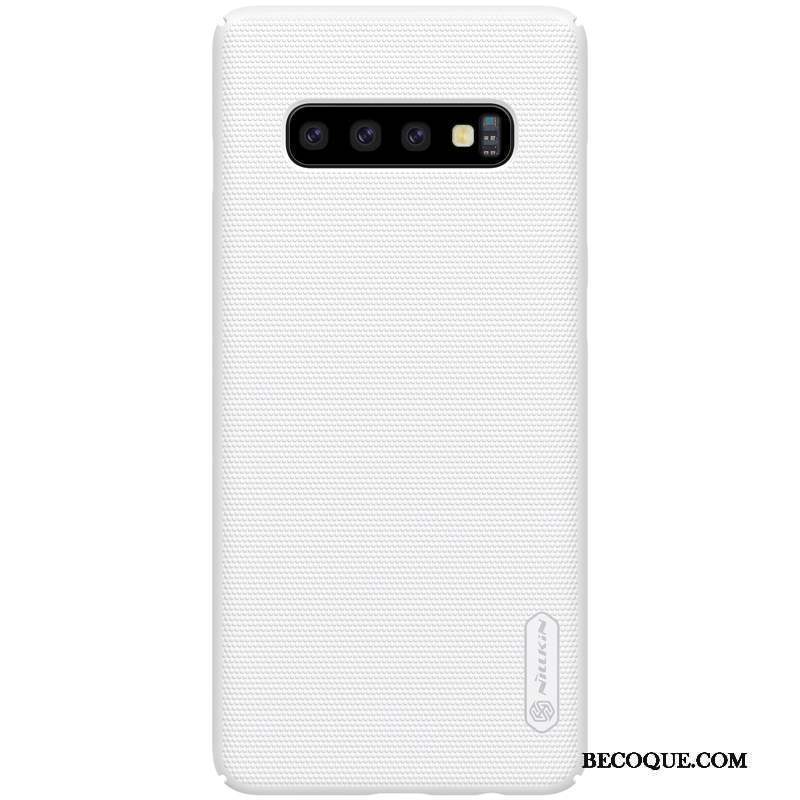 Samsung Galaxy S10 Délavé En Daim Coque De Téléphone Incassable Bleu Étui Or