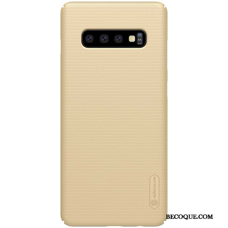 Samsung Galaxy S10 Délavé En Daim Coque De Téléphone Incassable Bleu Étui Or