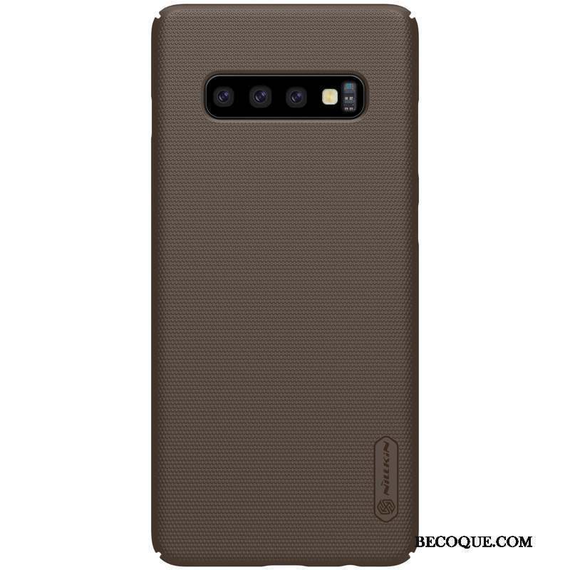 Samsung Galaxy S10 Délavé En Daim Coque De Téléphone Incassable Bleu Étui Or