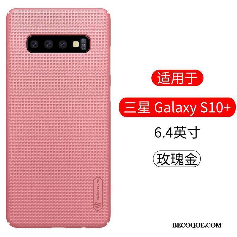 Samsung Galaxy S10+ Délavé En Daim Coque Or Protection Incassable Rose