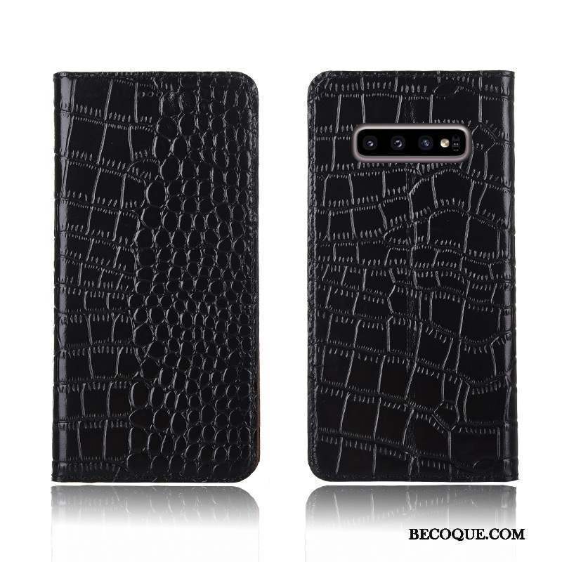 Samsung Galaxy S10+ Fluide Doux Bleu Cuir Véritable Protection Tout Compris Coque