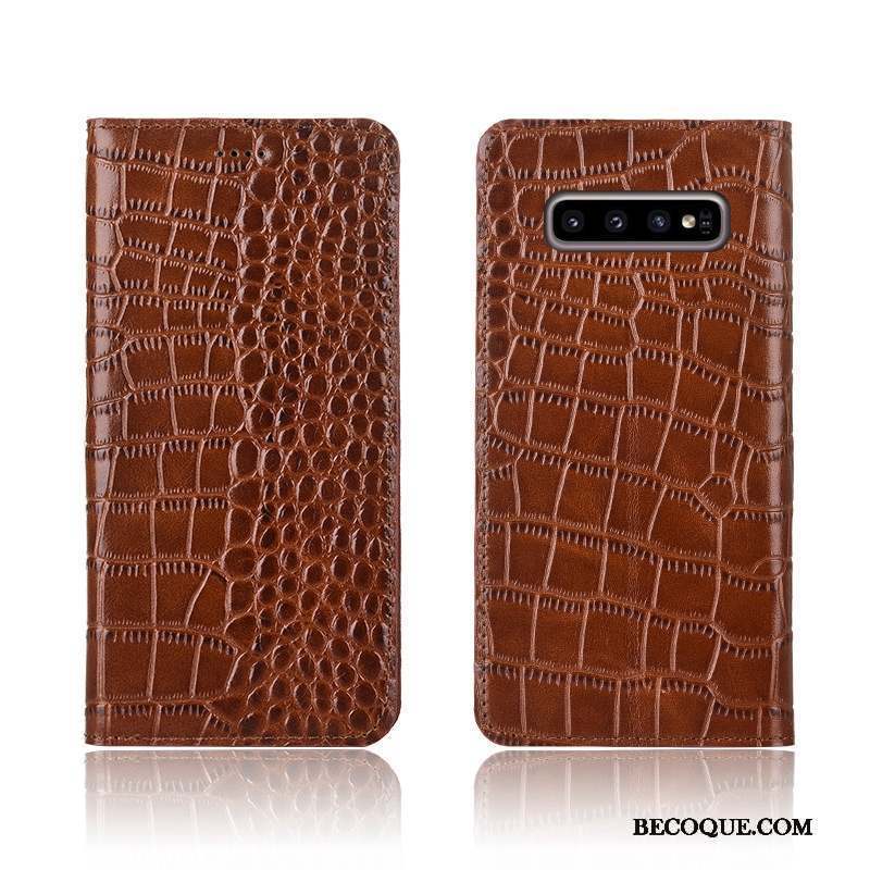 Samsung Galaxy S10+ Fluide Doux Bleu Cuir Véritable Protection Tout Compris Coque