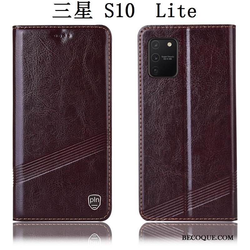 Samsung Galaxy S10 Lite Housse Tout Compris Coque De Téléphone Cuir Véritable Étui Protection