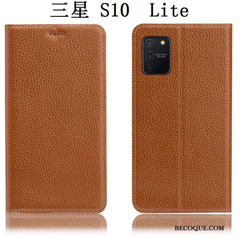 Samsung Galaxy S10 Lite Protection Modèle Fleurie Cuir Véritable Tout Compris Coque De Téléphone Étui